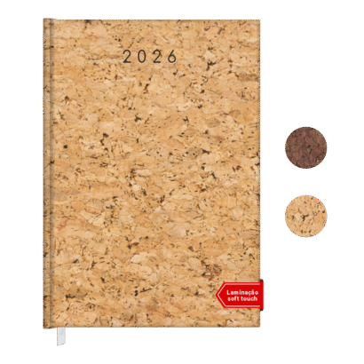 Agenda Diária Encadernada | Capa Cortiça Texturizada