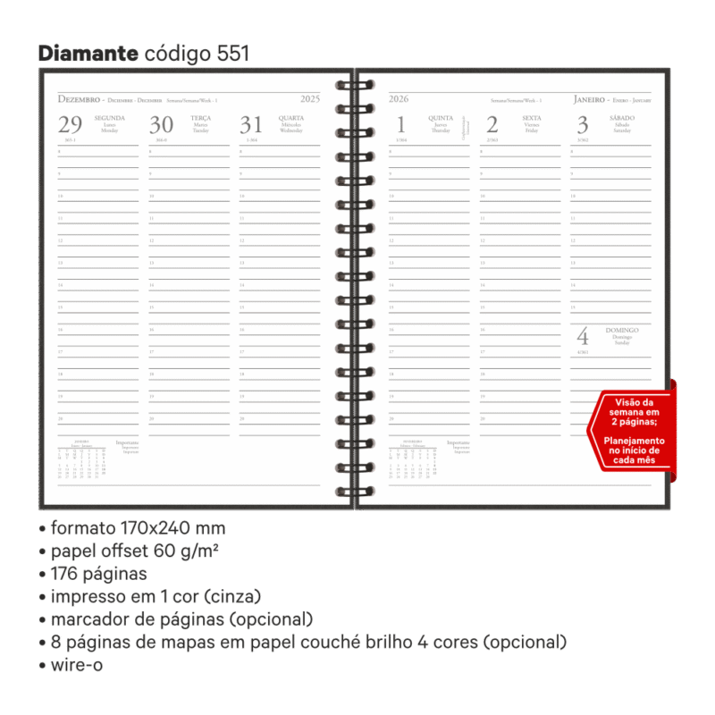Agenda Semanal Wire-o Kraft - Imagem 4