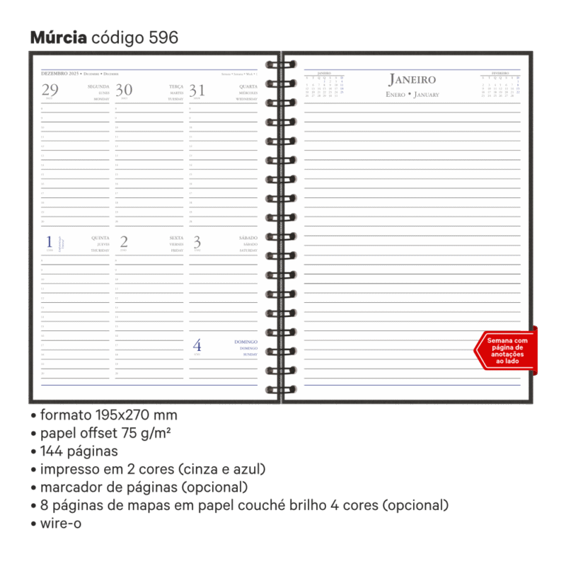 Agenda Semanal Wire-o Kraft - Imagem 3