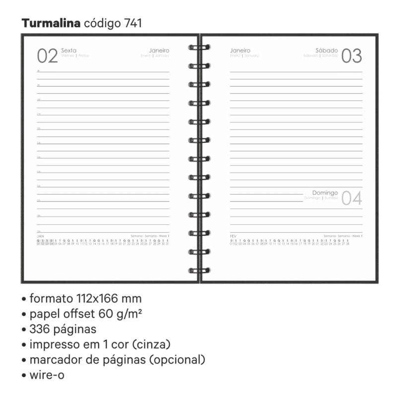 Agenda Diária Amazonas Reciclada Wire-o - Imagem 3